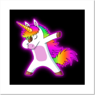 Dabbing Unicorn Dab Cute Rainbow Pony Posters and Art